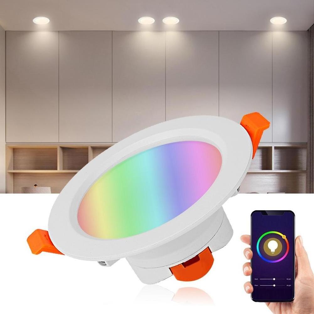 Wifi Smart Ceiling Spotlight Adjustable Recessed Led Rgb Dimmable Color Antiglare Downlight