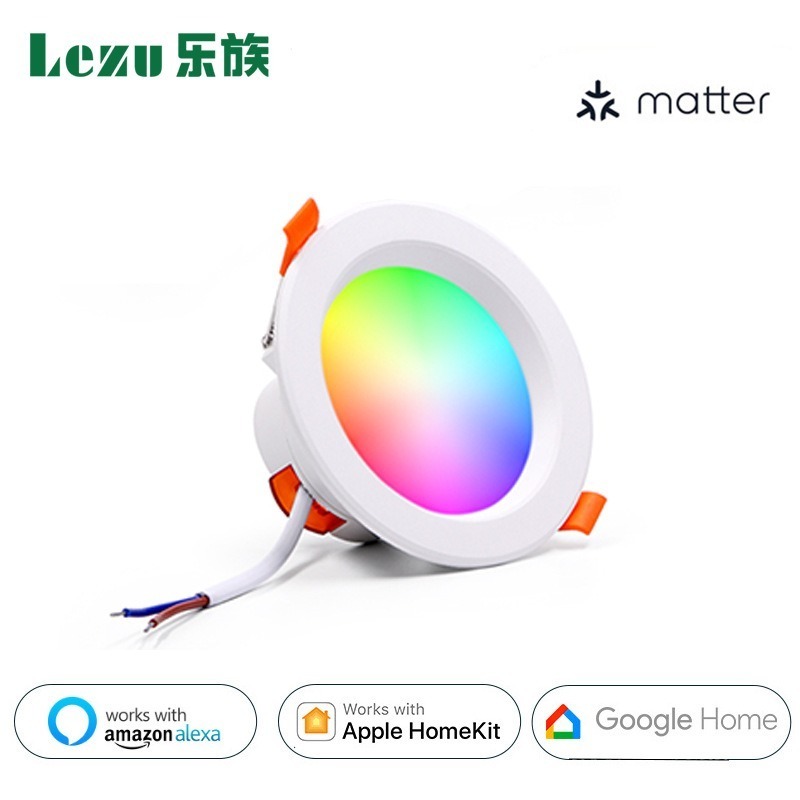 Matter Alexa Googlehome Recessed Rgb Panel Light Led Round Dimmable 6 Inch 12w Downlight Spot Lights Led Ceiling Downlight