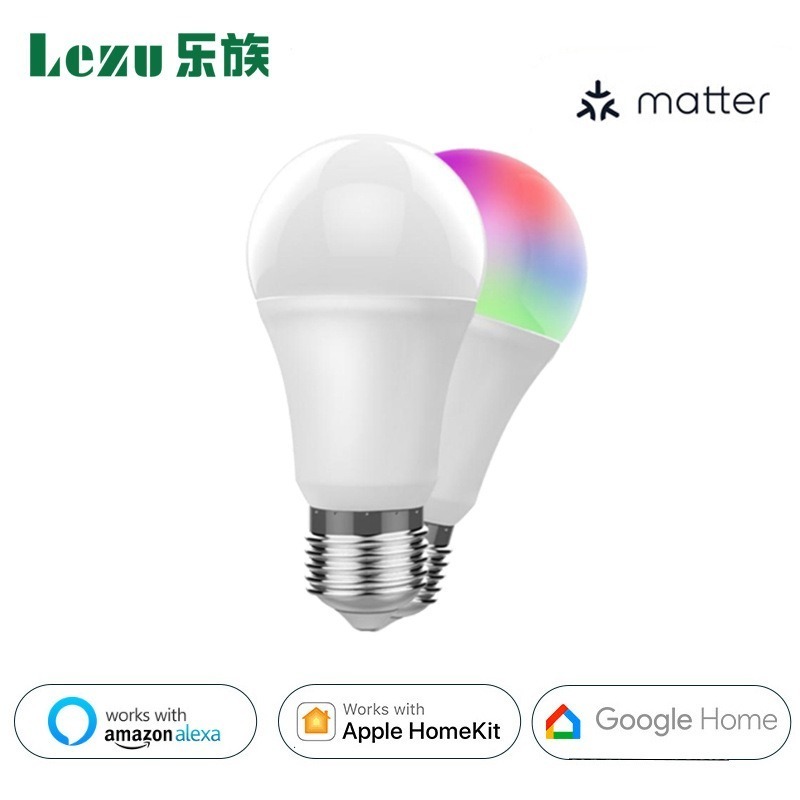 Matter Smart Bulb Light 7w Homekit Voice Intelligent App Control E26 E27 B22 RGB Led Bulb Light Compatible Alexa Google Home