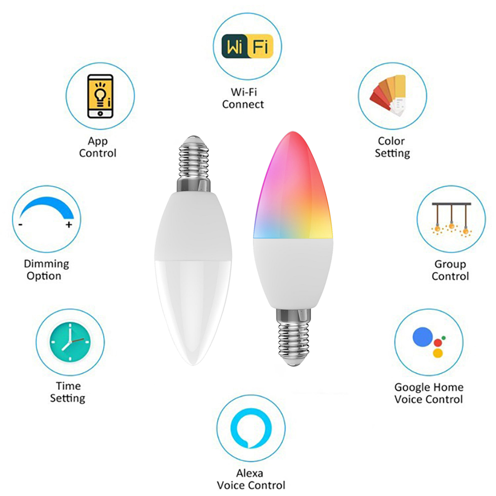 Hot Sale Remote Control Alexa Smart Life Home Tuya Home Automation Smart Wifi Light Bulbs