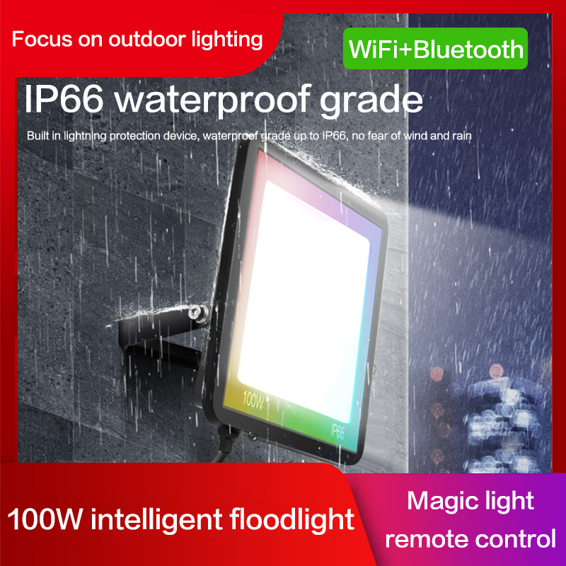 30w 50w 100w Wifi APP Control Ip66 Waterproof Floodlight Outdoor Led Flood Lights Tennis Court Stadium Sport Flood Led Light