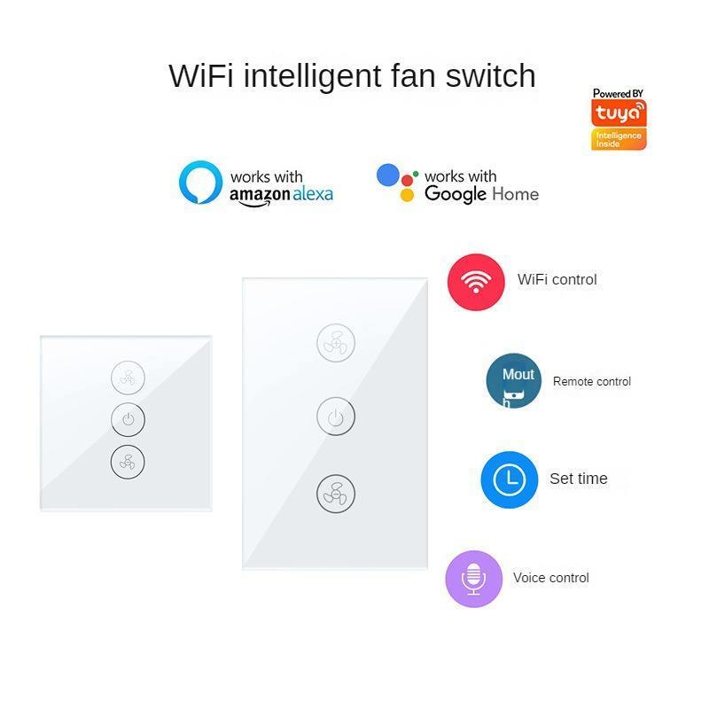 US EU Standard Smart Home Wifi Wall Touch Smart Home Fan Light Switch Supports Google Home Voice Control System