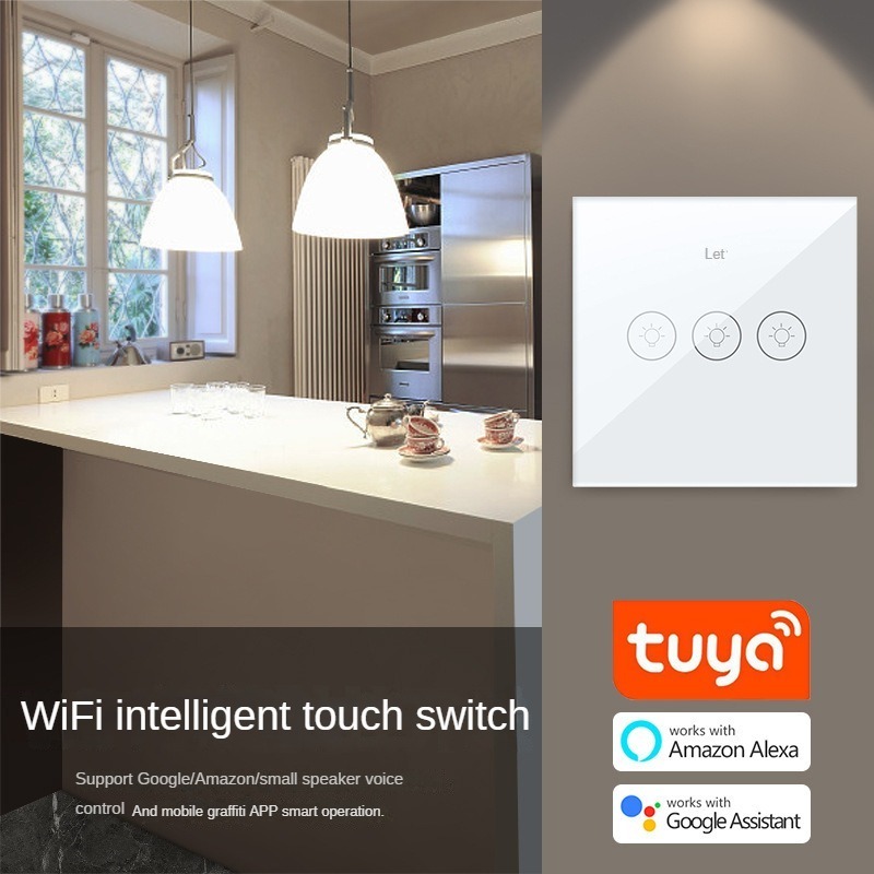 EU Tuya Wifi 1gang Universal App Remote Control Smart Touch Screen Wall Switch Support Alexa Google Home Voice Control