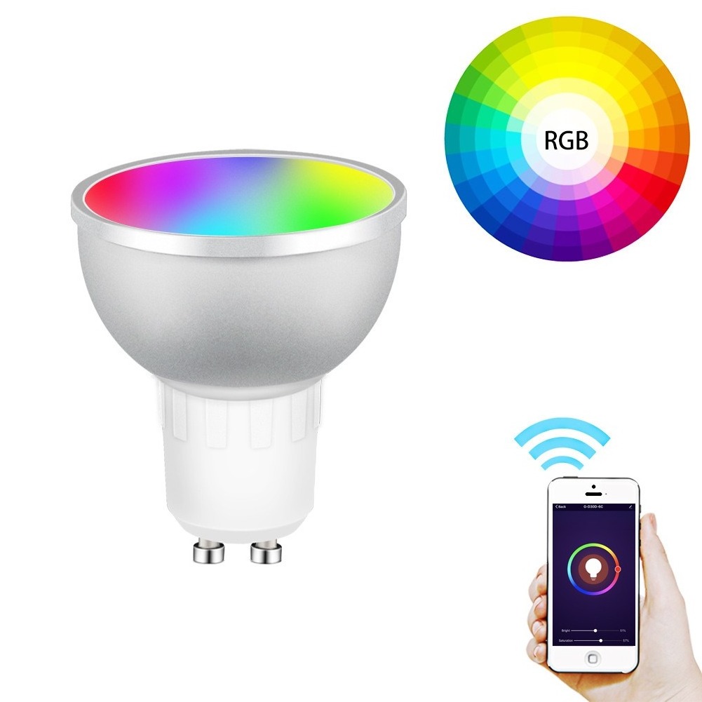 Tuya Smart Life App Controlling Rgb Cold White Warm White Gu10 Spot Light 5w Wifi Led Smart Bulb Compatible Alexa Google Home