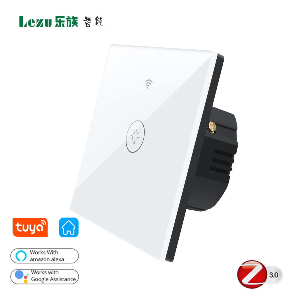 EU Tuya Wifi 1gang Universal App Remote Control Smart Touch Screen Wall Switch Support Alexa Google Home Voice Control