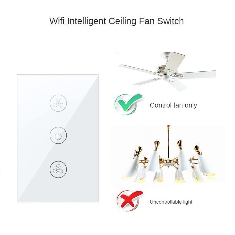 US EU Standard Smart Home Wifi Wall Touch Smart Home Fan Light Switch Supports Google Home Voice Control System