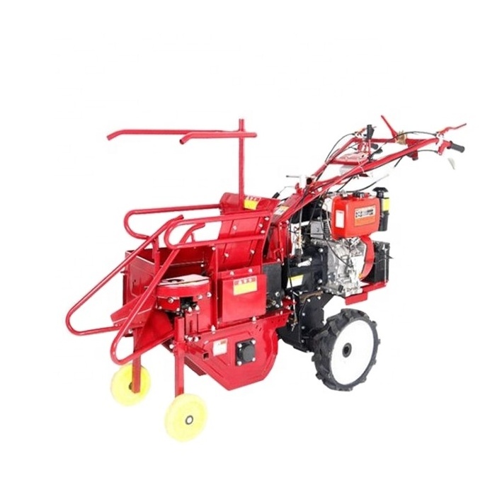 Self Propelled Maize Cutter Small Walking Tractor Corn Reaper One Row Corn Silage Harvester Mini Corn Cob Harvesting Machine