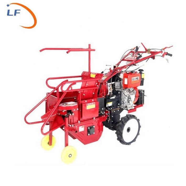 Self Propelled Maize Cutter Small Walking Tractor Corn Reaper One Row Corn Silage Harvester Mini Corn Cob Harvesting Machine