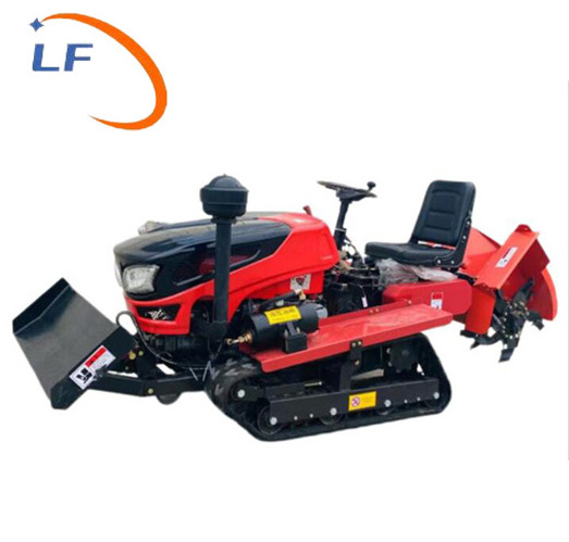 Multifunctional agricultural seated type small crawler diesel power rotary cultivator tiller