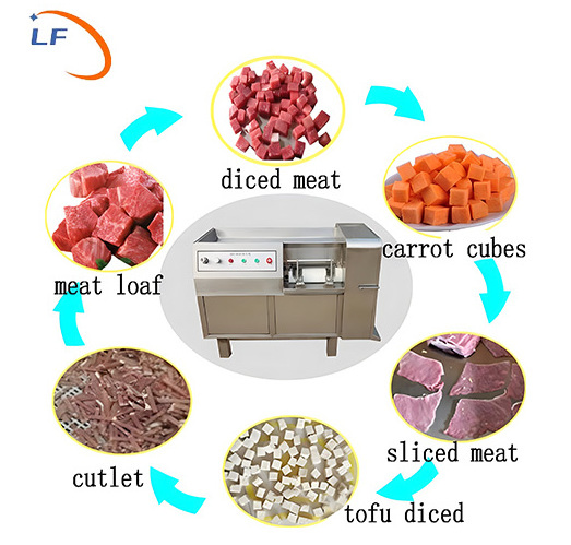 High efficiency frozen fresh meat slicer machine beef chicken meat cube dicer with 304 stainless steel