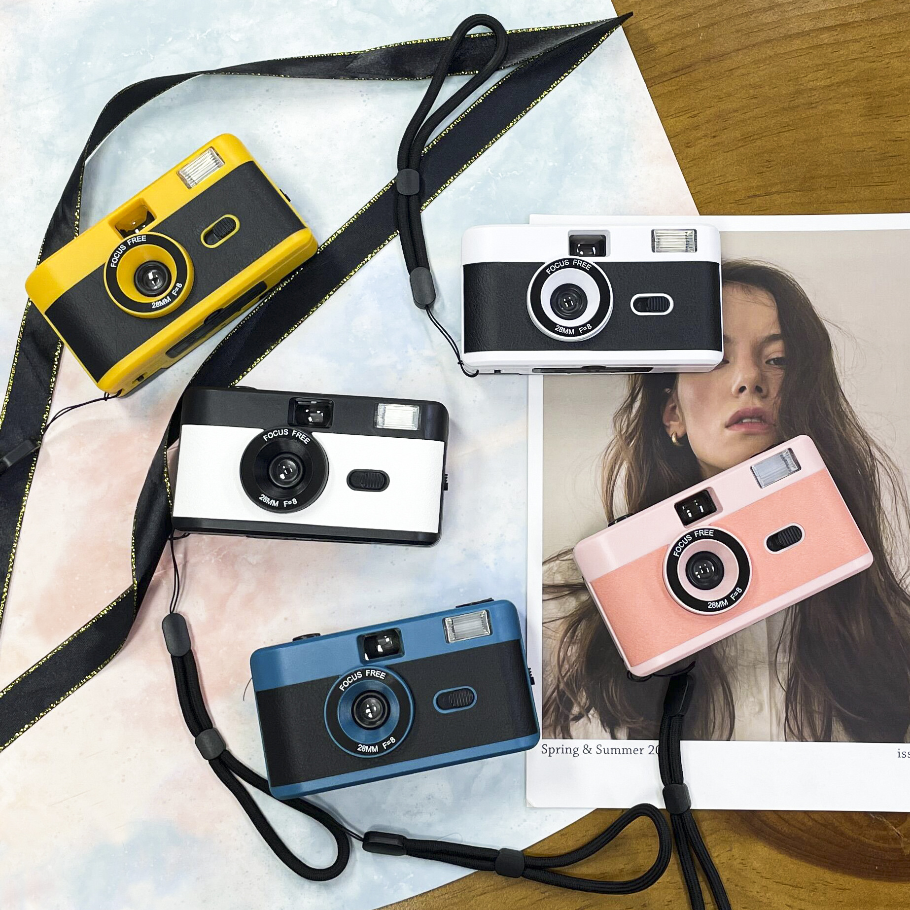 Premium Colorful Reloadable Non Disposable White 35mm Reusable Film Cameras With Flash Custom Kodak Vintage Retro M35 Re Usable