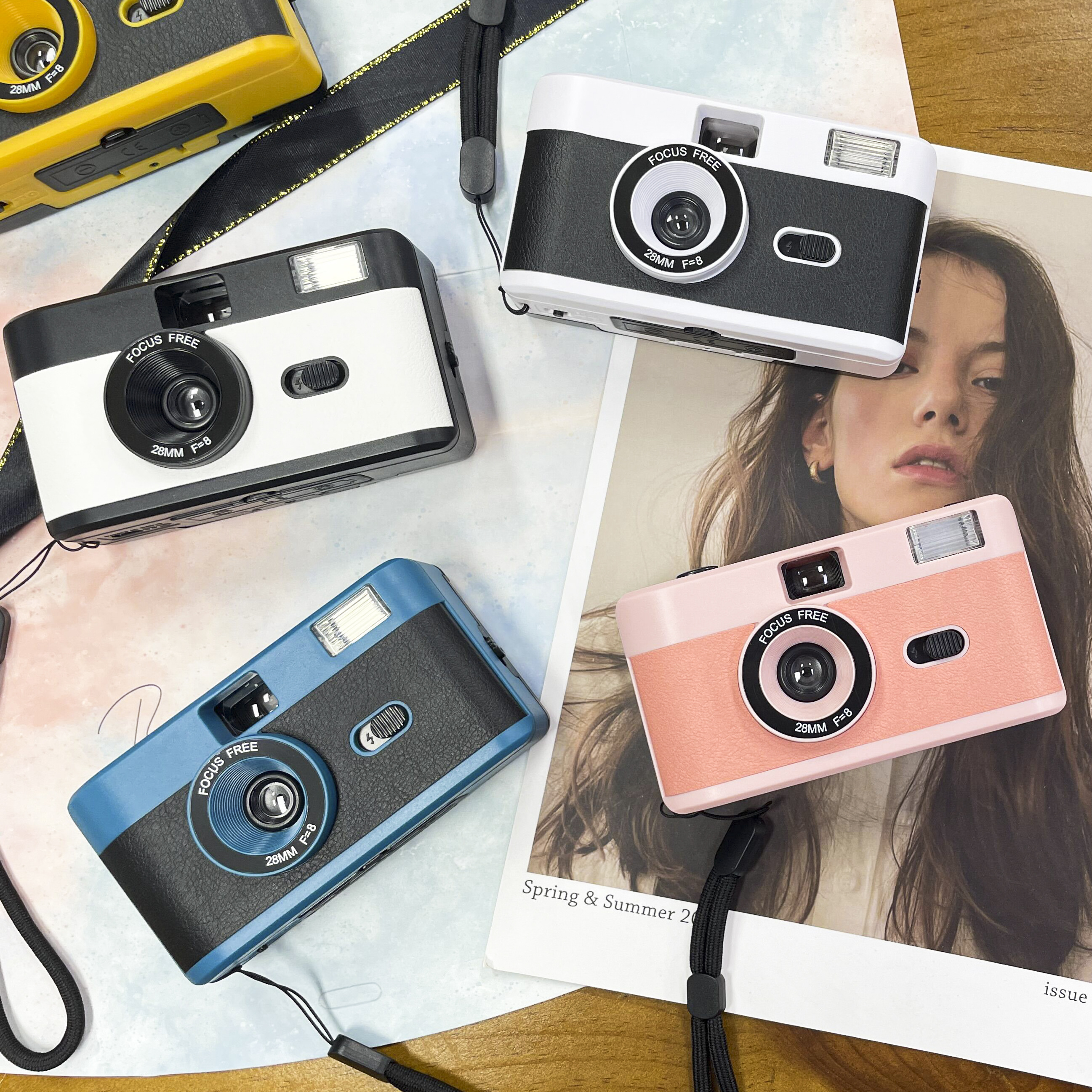 Premium Colorful Reloadable Non Disposable White 35mm Reusable Film Cameras With Flash Custom Kodak Vintage Retro M35 Re Usable