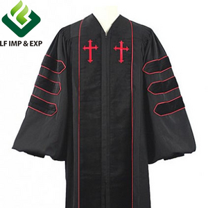 Wholesale Unisex Doctoral Clergy Choir Robe  Black Gowns Church Gown Choir Uniform