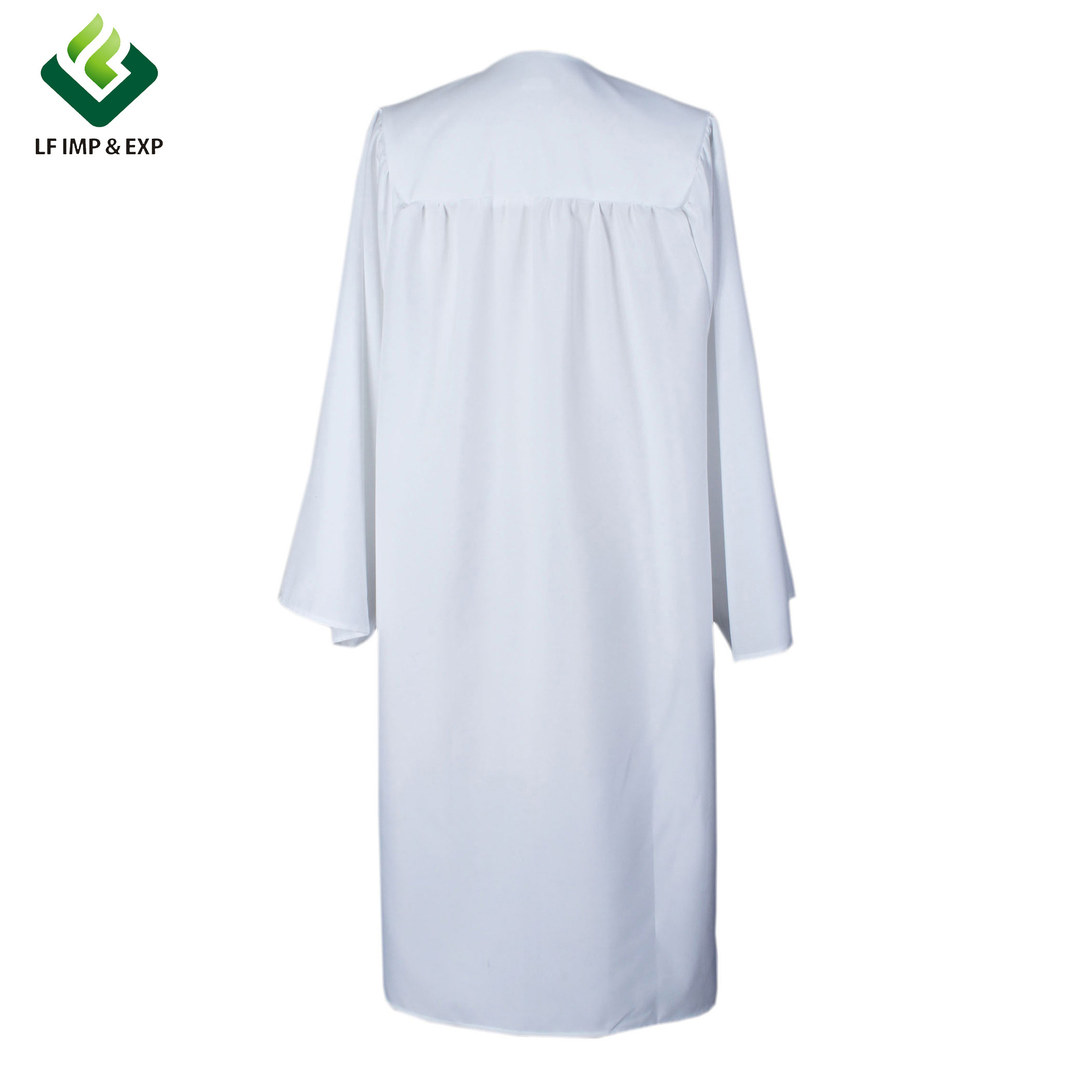 School Uniform Unisex Adult Matte White Finish Graduation Gown without Cap and Tassel