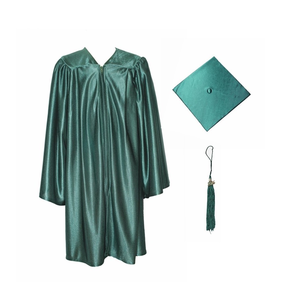 Academic Robe Graduation Gown and Cap with Tassel for Adults- Shiny