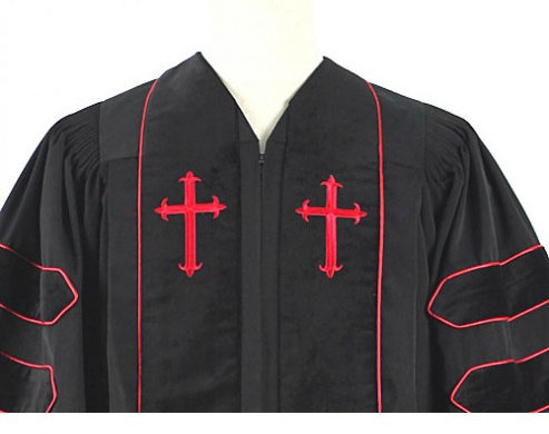 Wholesale Unisex Doctoral Clergy Choir Robe  Black Gowns Church Gown Choir Uniform