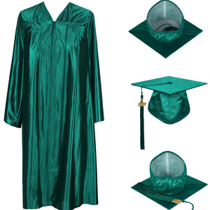 Academic Robe Graduation Gown and Cap with Tassel for Adults- Shiny