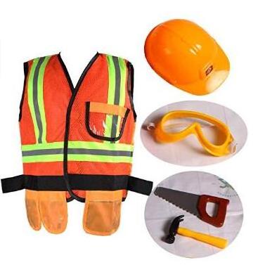 Construction Worker Costume Children Role Play Set Orange