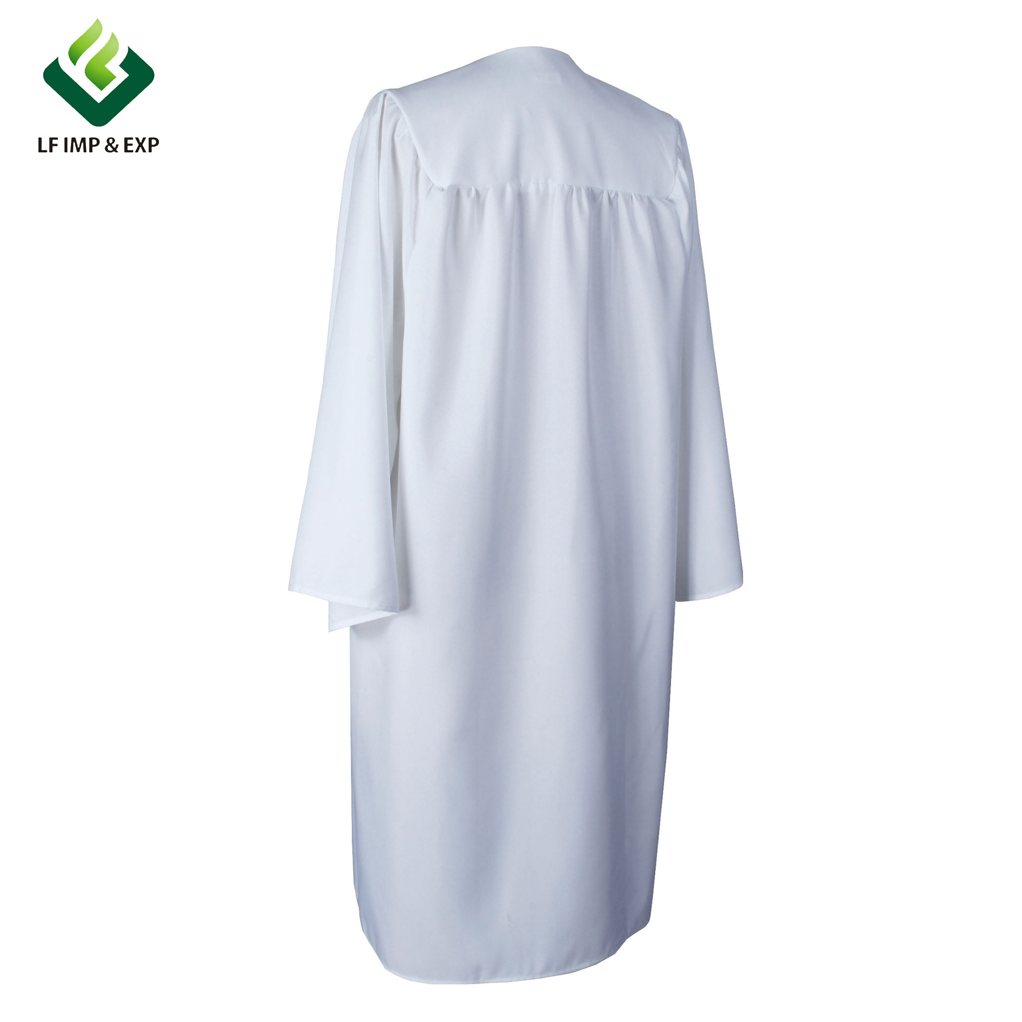 School Uniform Unisex Adult Matte White Finish Graduation Gown without Cap and Tassel