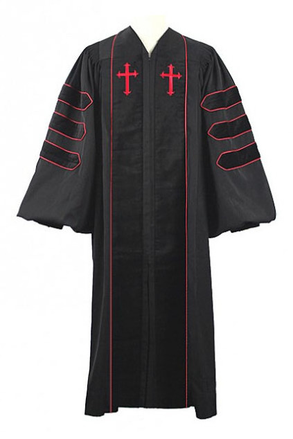 Wholesale Unisex Doctoral Clergy Choir Robe  Black Gowns Church Gown Choir Uniform