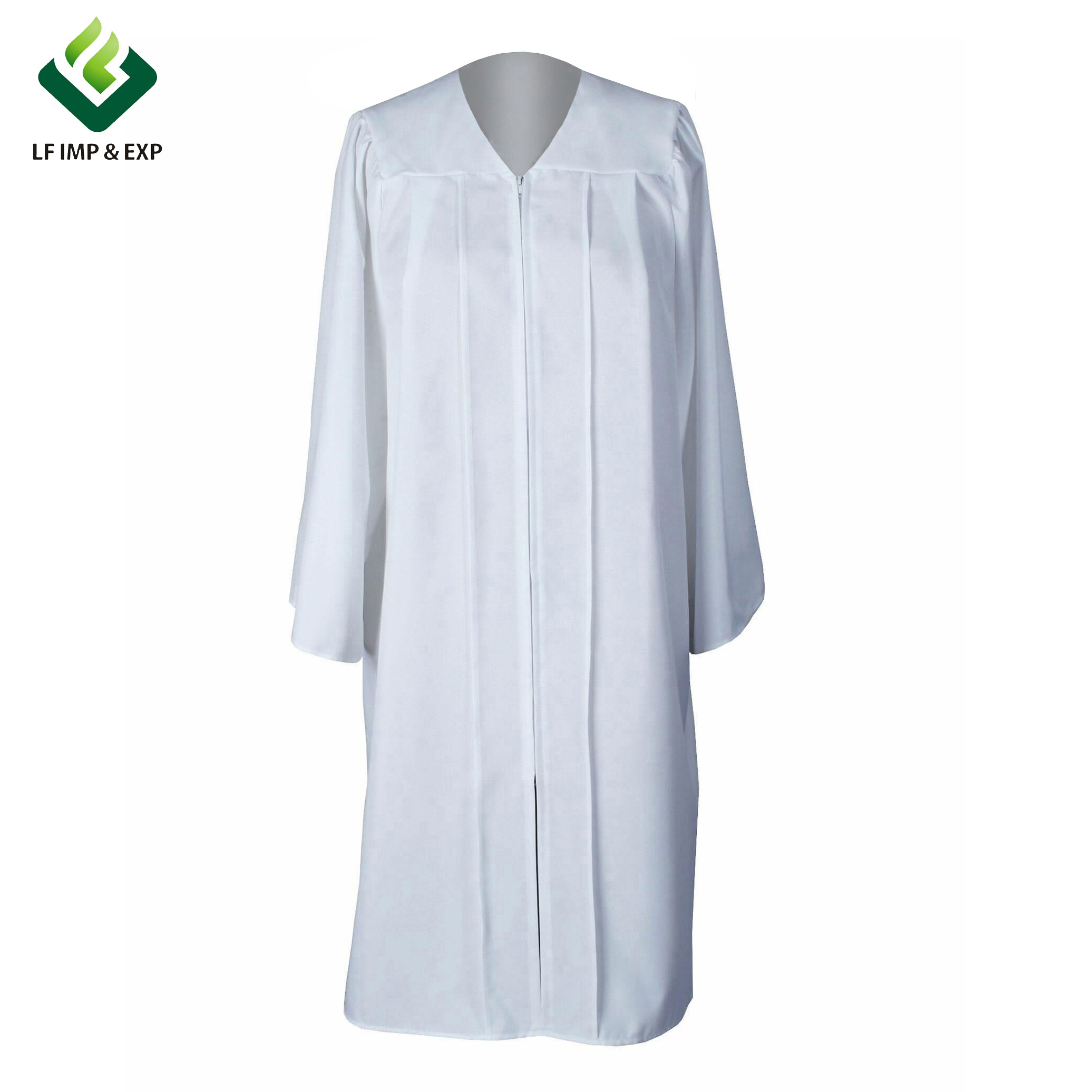 School Uniform Unisex Adult Matte White Finish Graduation Gown without Cap and Tassel