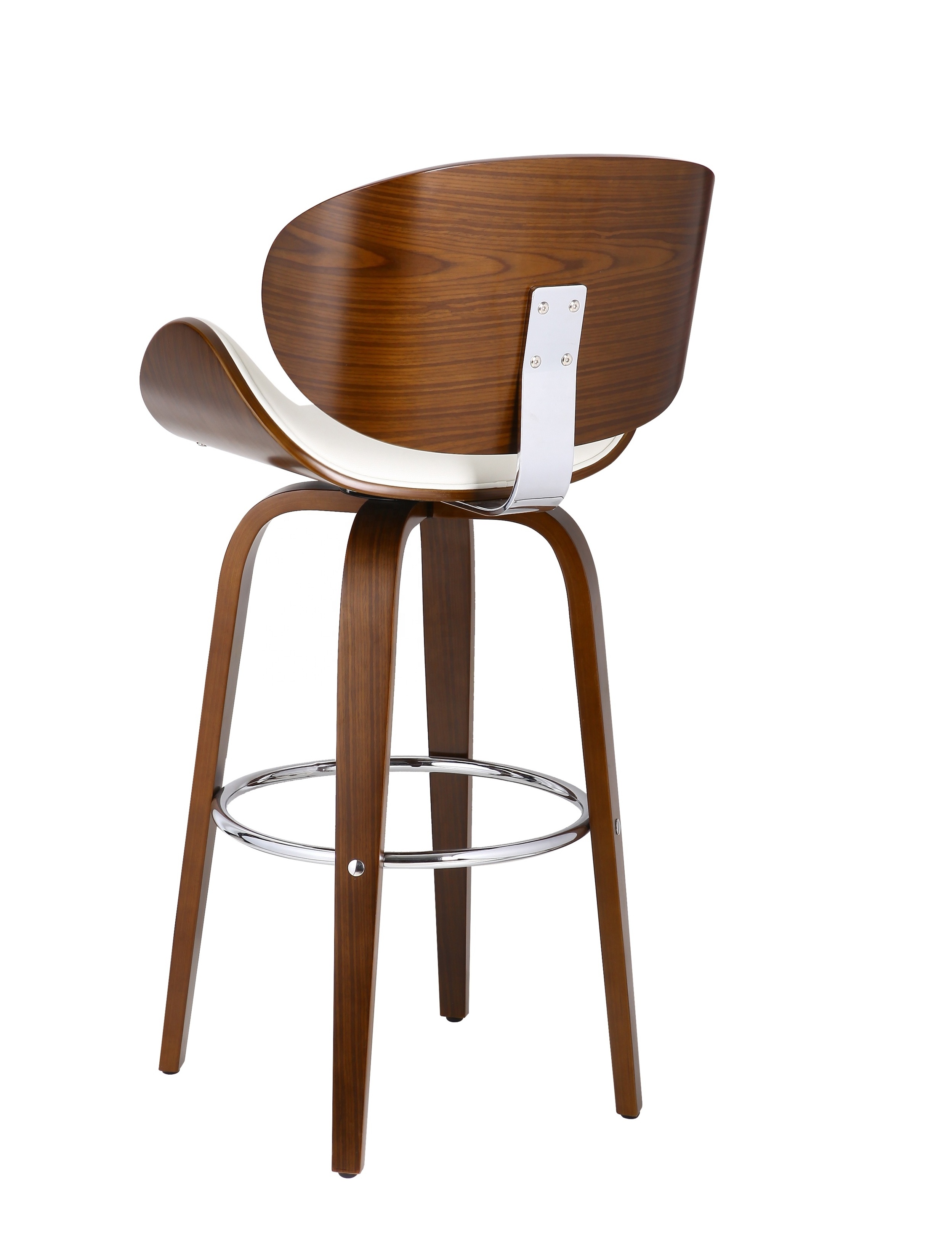 2020 modern style Walnut bar stool chair PU Upholstery Swivel Bar Chair bentwood swivel bar chair