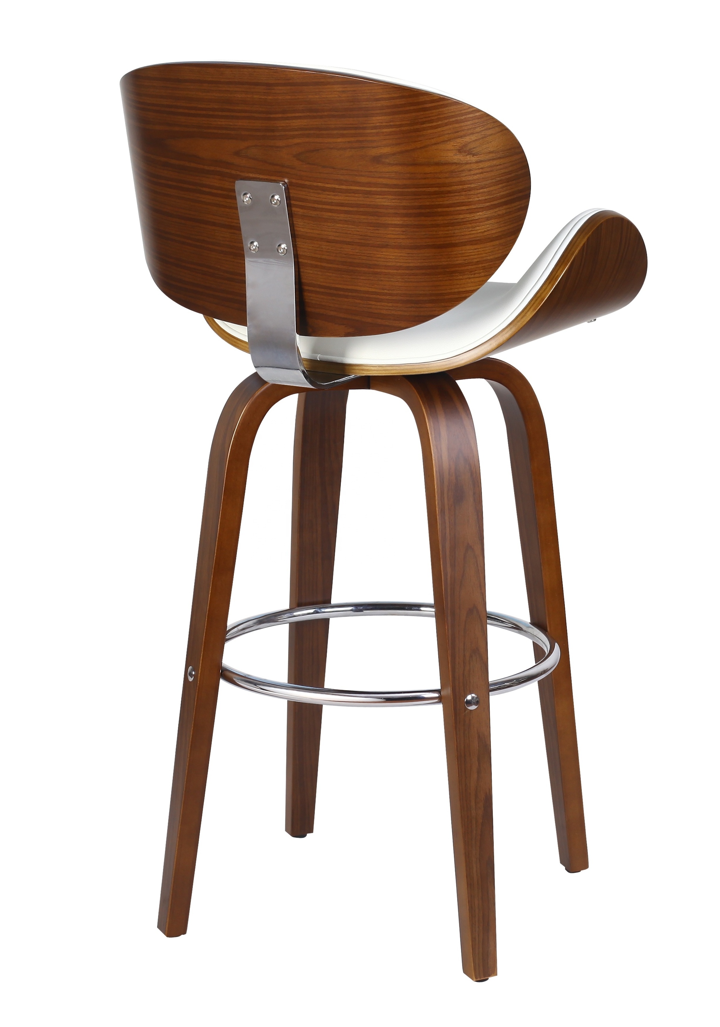 2020 modern style Walnut bar stool chair PU Upholstery Swivel Bar Chair bentwood swivel bar chair