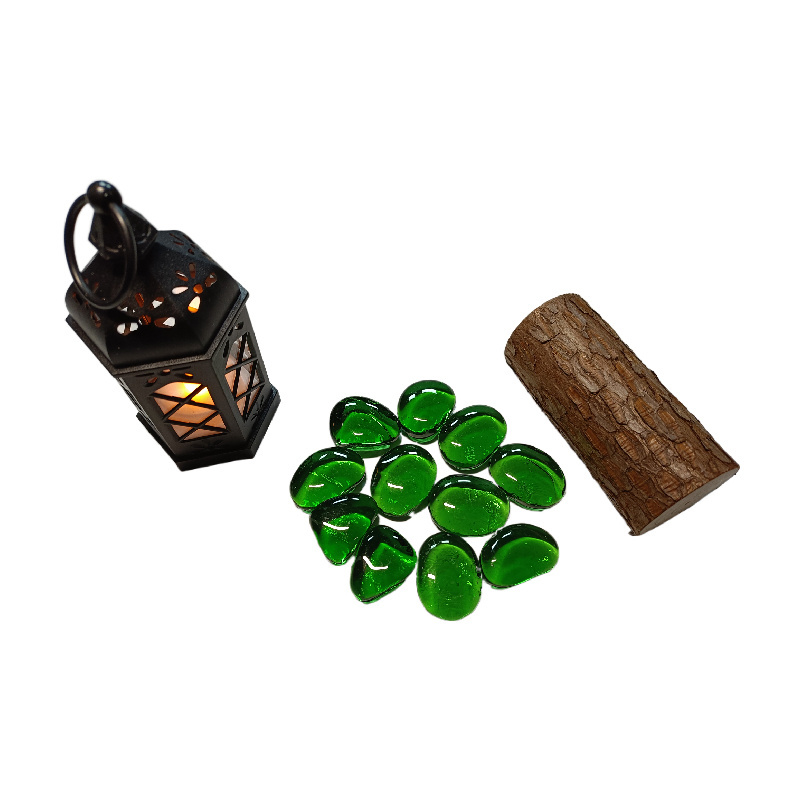 America Hot Sale Green Fire Glass Bead Special Shape For Fire Pit Glass Fire Bowl Pebble