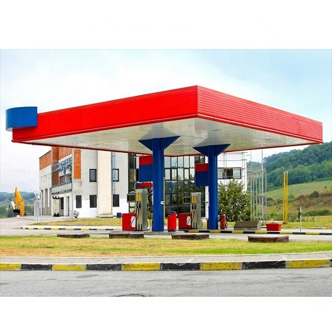 Hot sale Gas Station steel structure building Outdoor Customized Design Gas Station Canopy