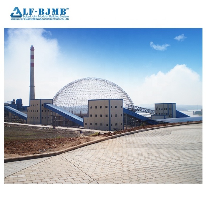 120m diameter dome roof coal shed steel structure  warehouse  space frame roof yard construction