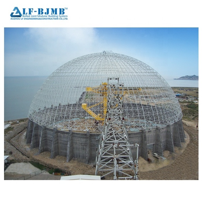 120m diameter dome roof coal shed steel structure  warehouse  space frame roof yard construction