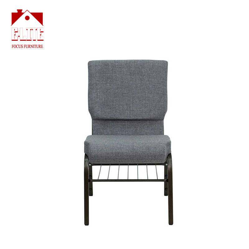 Low price metal frame armless used dark grey iron padded stackable church seat chairs chairs for church pulpit