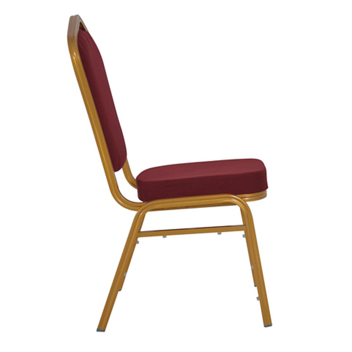 HERCULES Series Dome Back Stacking Banquet Chair in Burgundy Patterned Fabric - Gold Frame