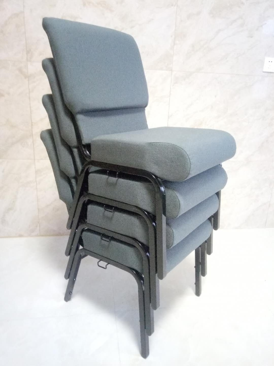 Manufacturer Sale Upholstered Steel Frame Stackable Padded Church Chair