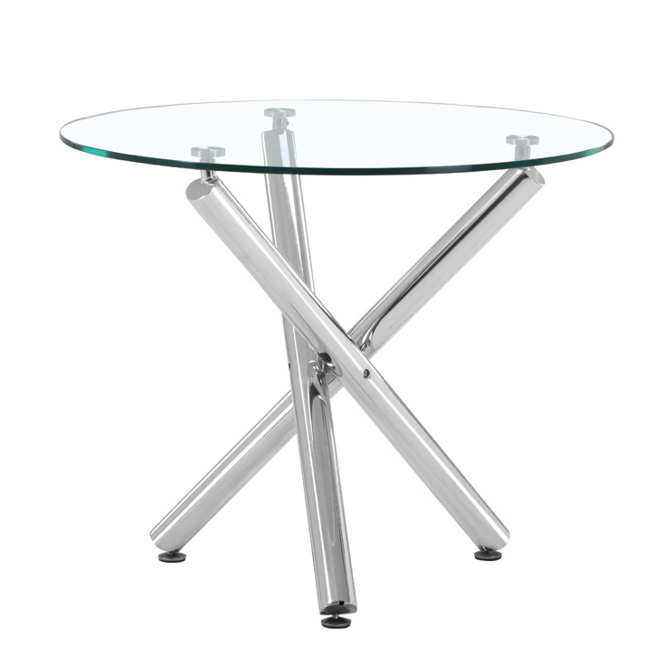 Fashion design modern glass dining room furniture 4 chairs round glass meeting dinning table set