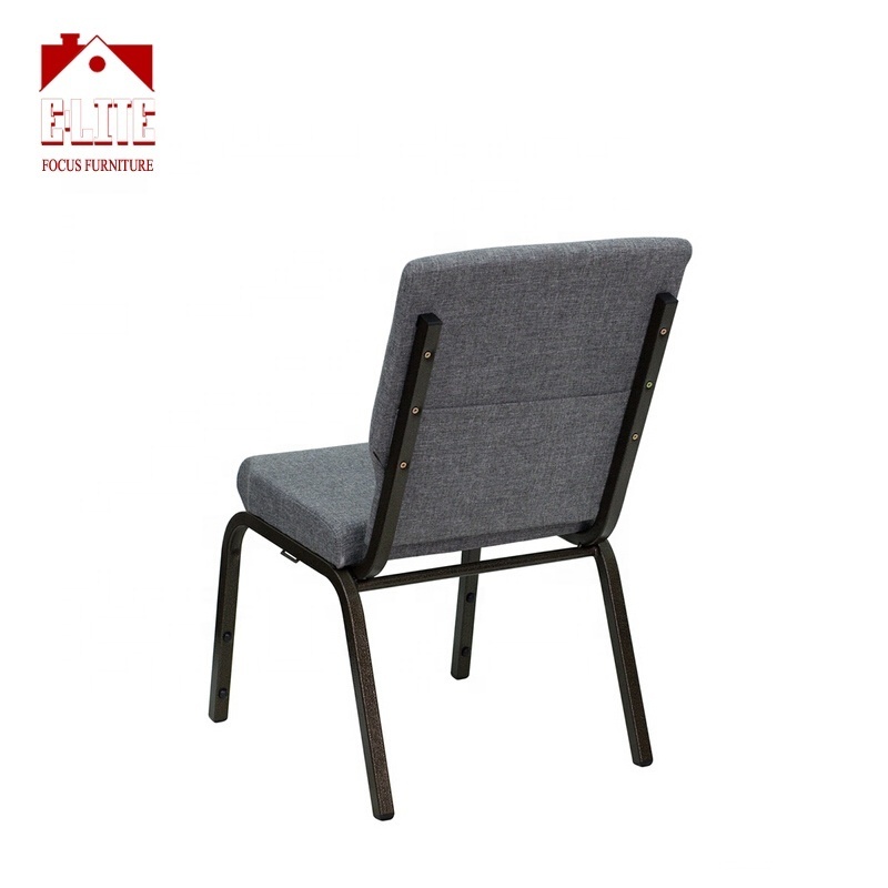 Low price metal frame armless used dark grey iron padded stackable church seat chairs chairs for church pulpit