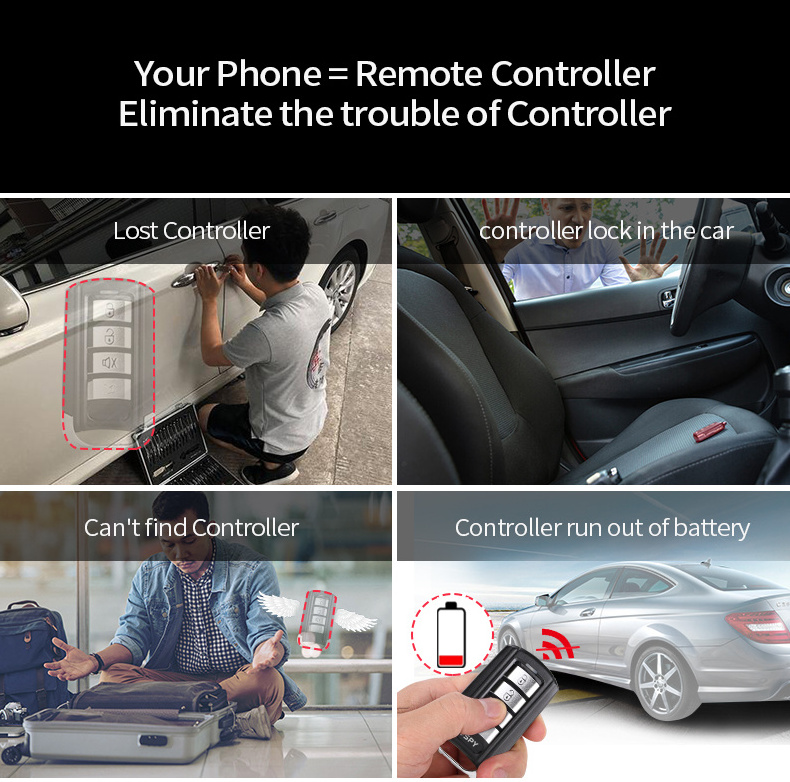 China SPY 1 way car alarms remote controller universal bt app intelligent car alarm system