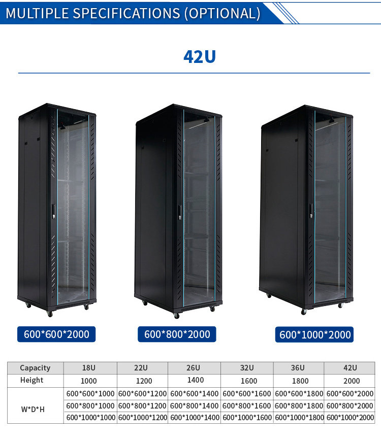 19 Network cheap Server Rack 18u 20u 22u 24u 27u 32u 36u 42u 47u indoor network server switch cabinet