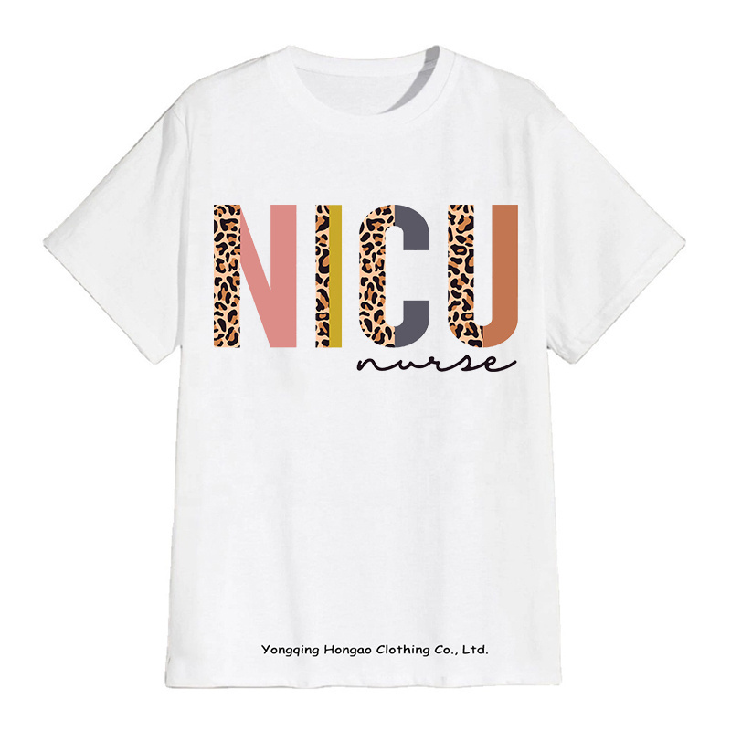 Wholesale T Shirt Short Sleeve Unapologetically NICU Nurse Half Leopard Print Black Nurse Casual Shirt In Low Price Graphic Tee