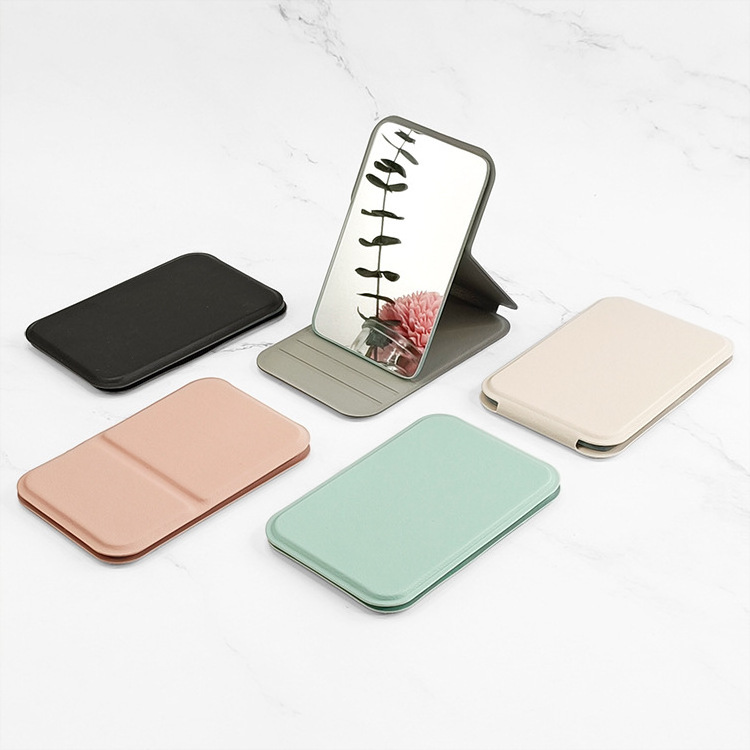 Square Mini Compact Mirror Small PU Single Side Mirror with Customization Personalized Hand Mirror