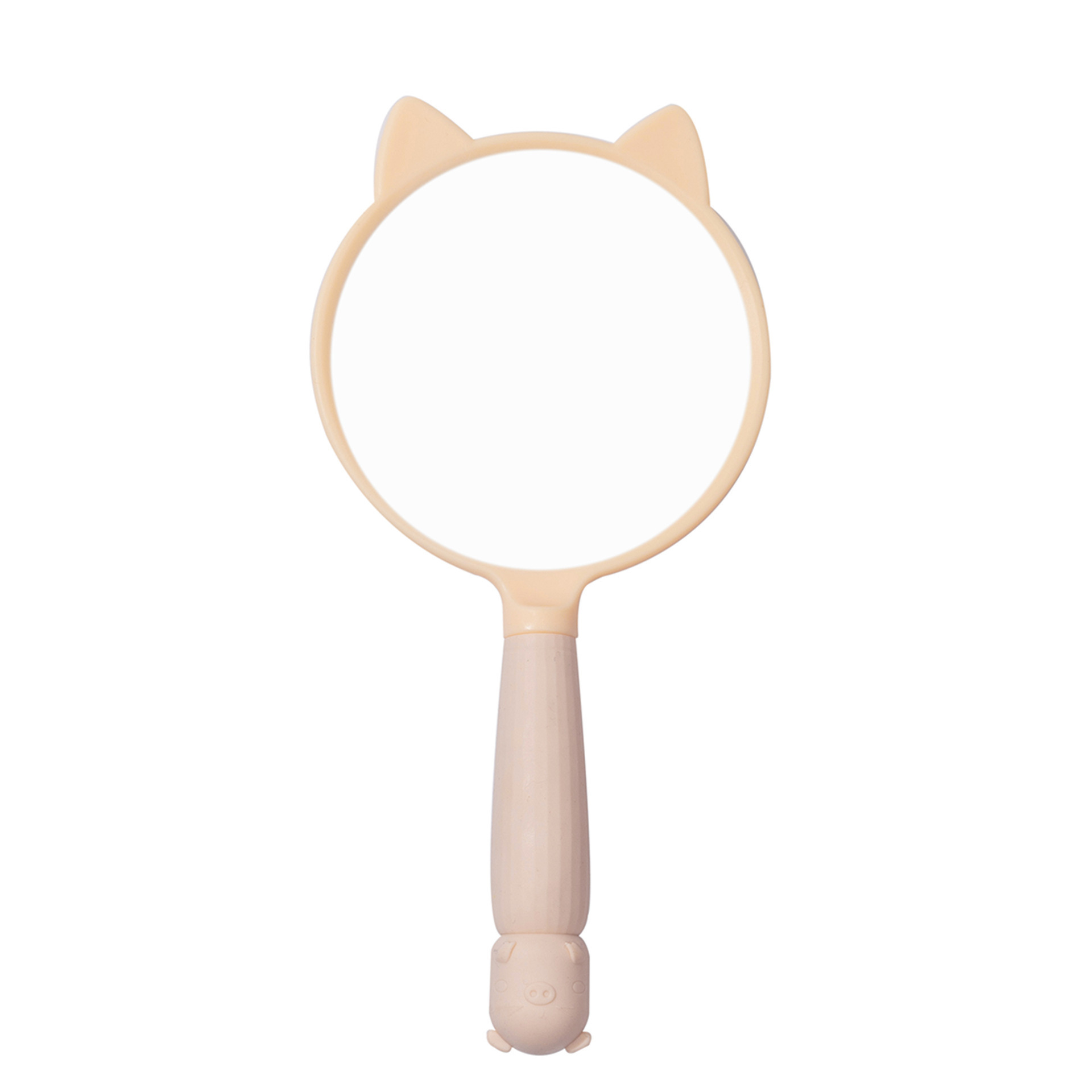 Plastic One Side Customized logo animal shaped cosmetic pink hand mirrors wholesale bulk makeup handheld mirror