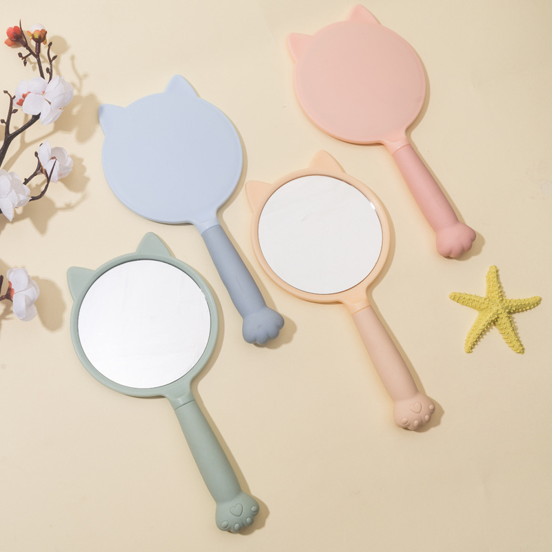 Plastic One Side Customized logo animal shaped cosmetic pink hand mirrors wholesale bulk makeup handheld mirror