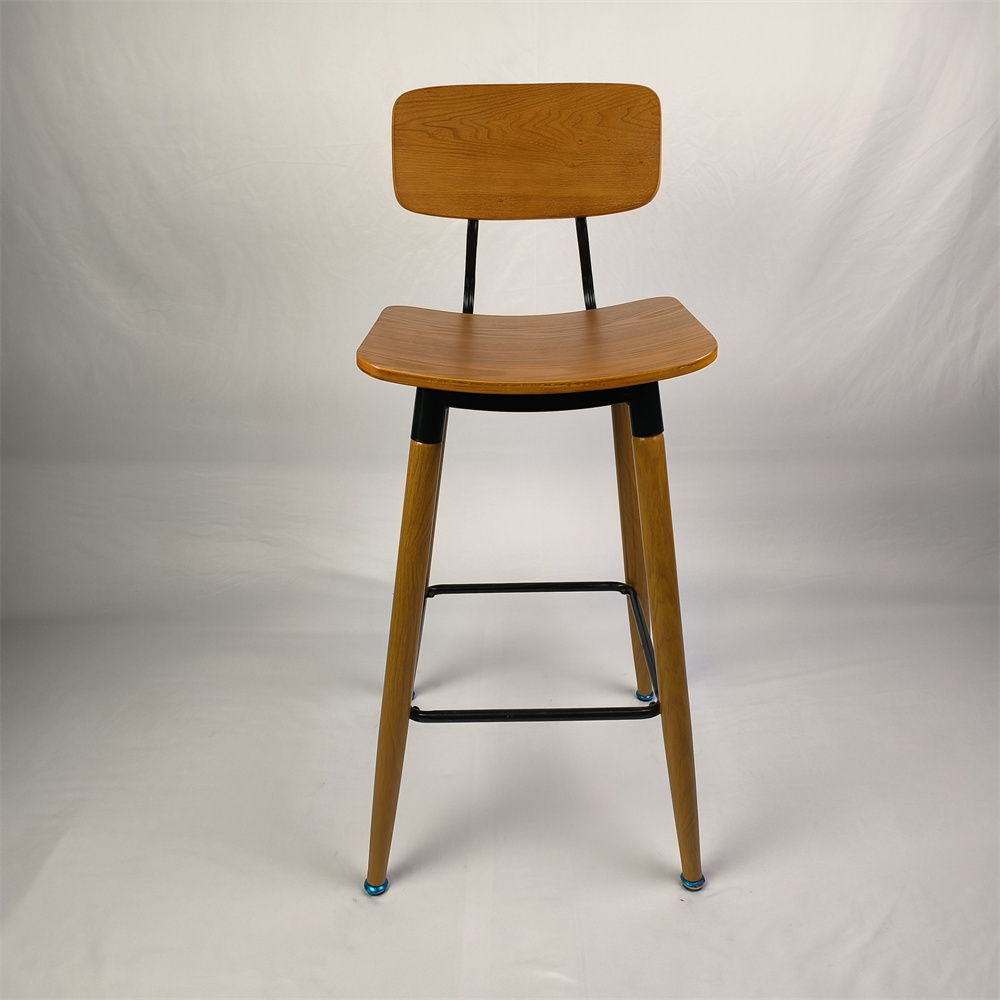 Factory Custom Design Commercial Used Restaurant Stool Chairs Solid Wood Home Bar Chairs