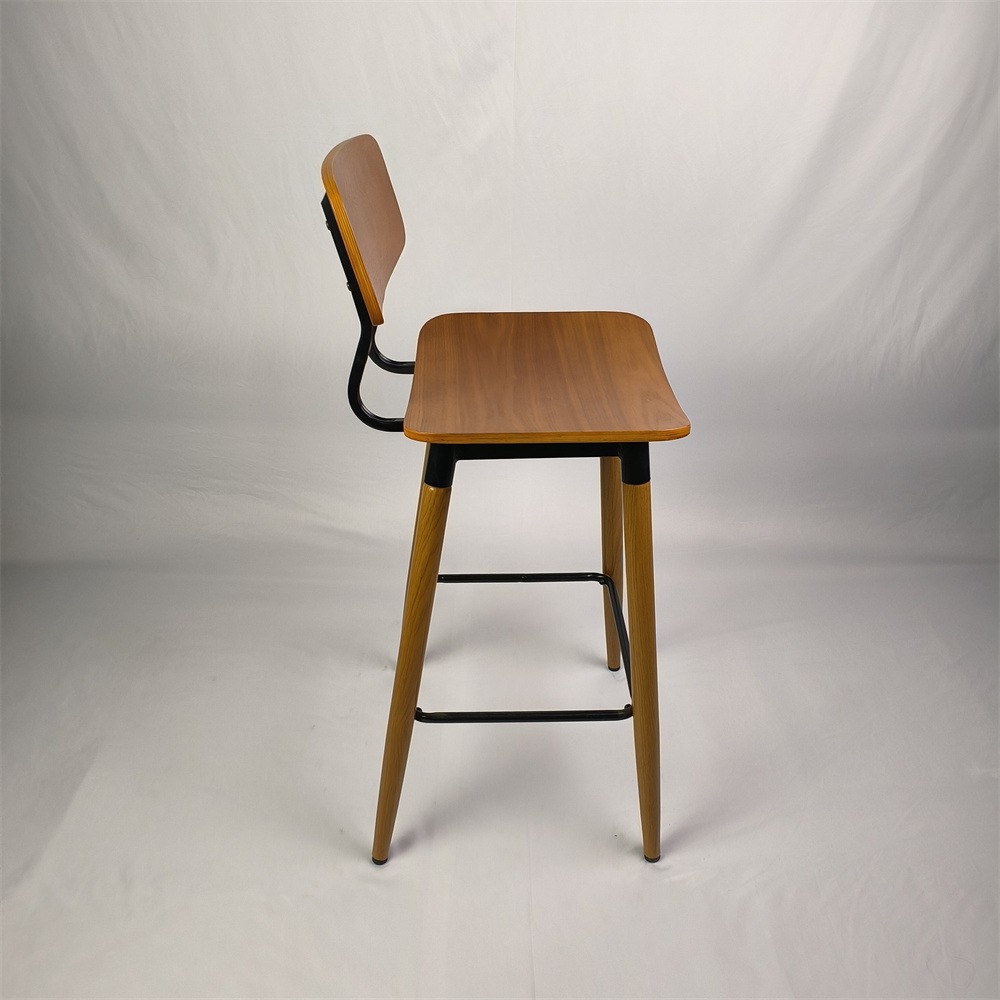 Factory Custom Design Commercial Used Restaurant Stool Chairs Solid Wood Home Bar Chairs