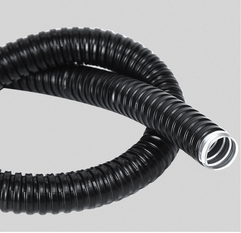 Plastic coated metal flexible hose cable conduit metal hose bellows black flexible metal tubing electrical conduits fittings