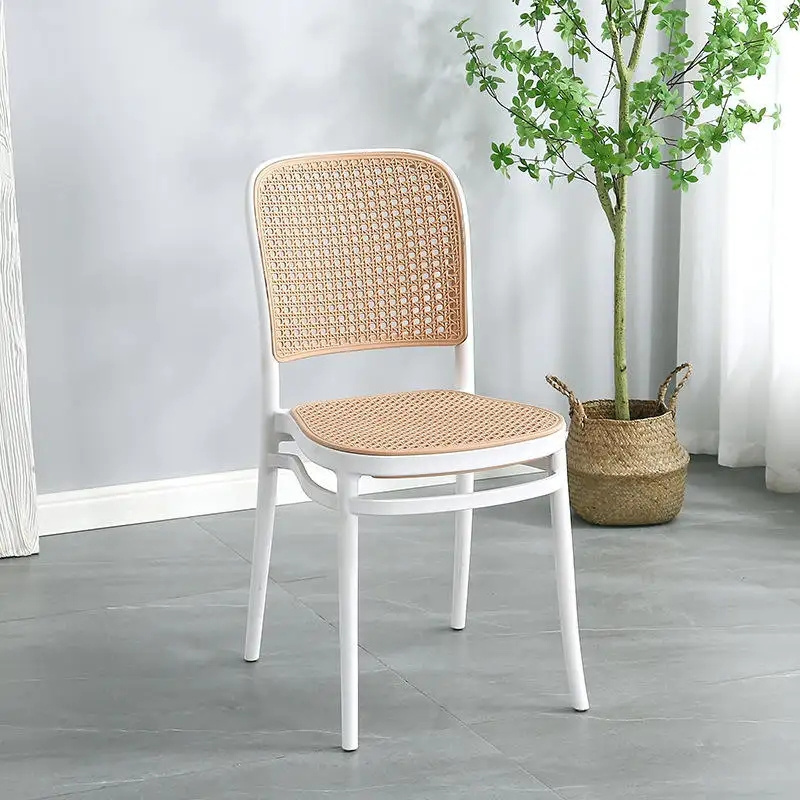 French Style Colors Stackable Outdoor Restaurant Chair High Back Plastic Rattan Dining Chairs for Sale