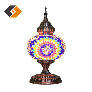 Morocco colorful glass bedroom table lamp Traditional hotel decorative fancy antique table lamp