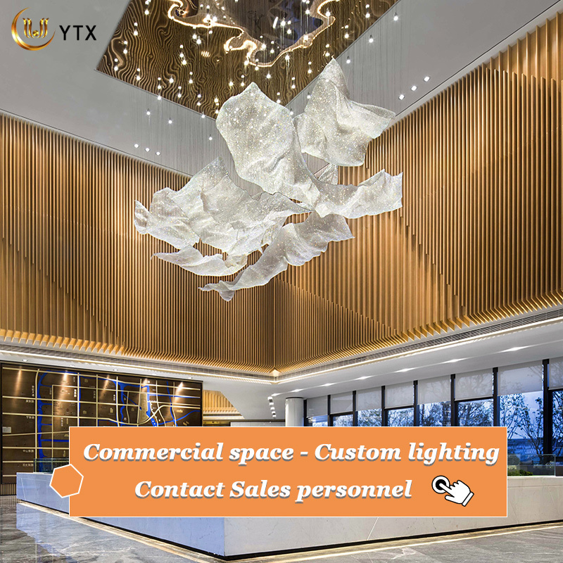 Hotel Entry Lighting Modern Pendant Lights Luxury Led Crystal Large Chandeliers For High Ceilings