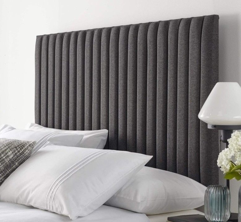 Leather King Tufted Panels Wall Catherine Soho Collection Headboard 3ft Single Twill - Grey Vertically Padded Velvet Headboard