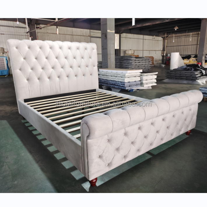 Modern Bedroom Furniture Tufted Upholstered Velvet Queen king Hot Selling bed